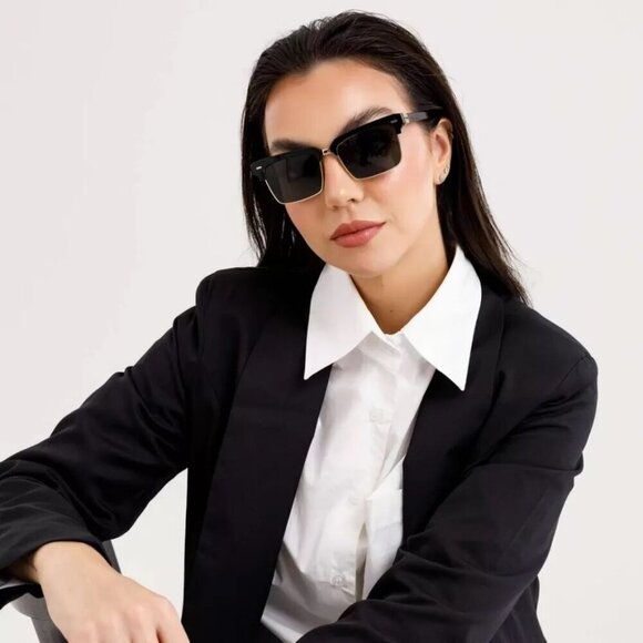 Miu Miu MU10ZS 1AB5S0 BRAND NEW Sunglasses Black Dark Grey Square Unisex